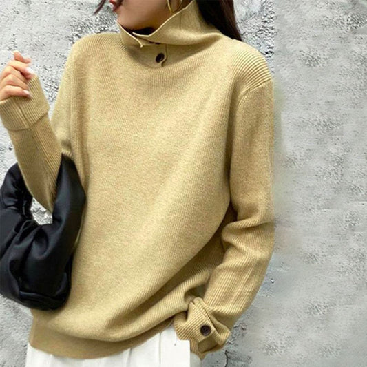 Julia – Beige Long Sleeve Plain Sweater