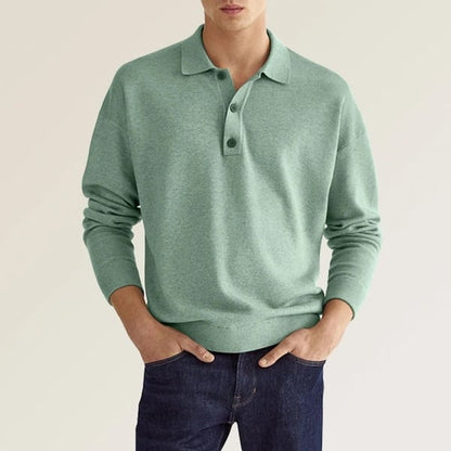 Jacob – Casual men's Polo shirt with Loose lapels and Long Sleeves