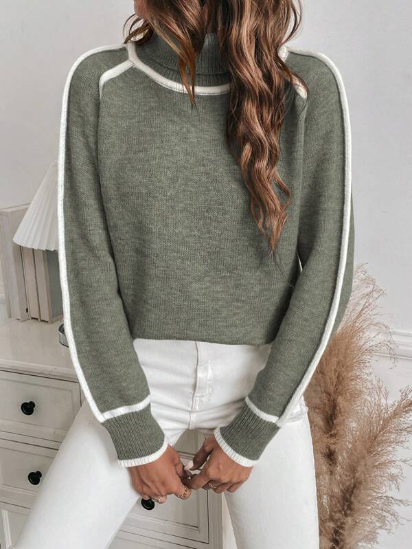 Linda - Comfortable Green Long Sleeve Sweater