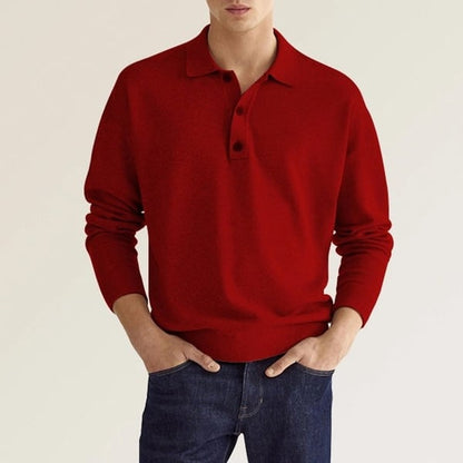 Jacob – Casual men's Polo shirt with Loose lapels and Long Sleeves
