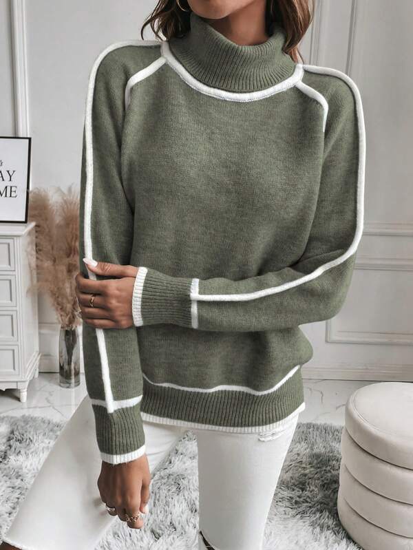 Linda - Comfortable Green Long Sleeve Sweater