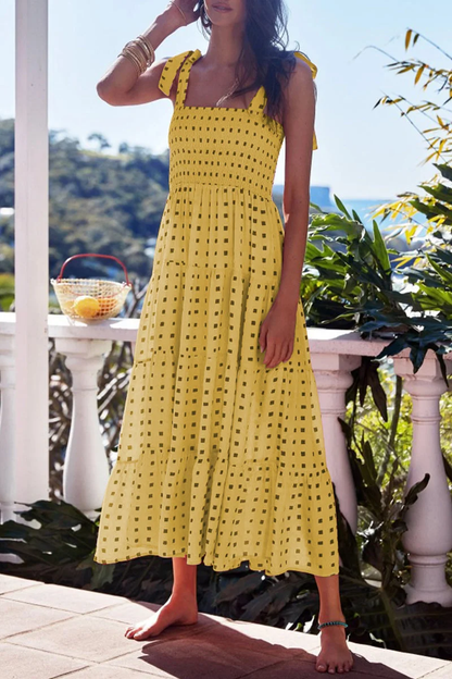 Romina - Printed dresses with spaghetti straps and polka dot patchwork for urban fashion