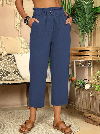 Mia - Women's Cotton Linen Comfort Straight Casual Pants