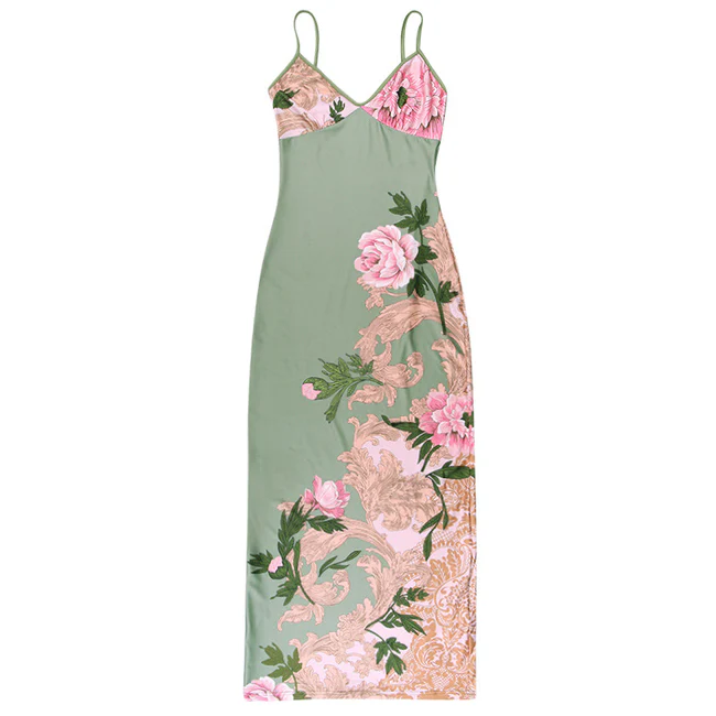 Silvia - Floral mesh double layer long dress